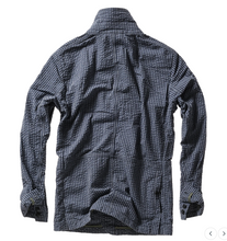 Load image into Gallery viewer, Relwen Tropical Trap Blazer Navy/Blue Seersucker Check
