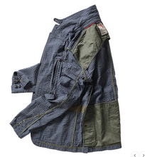 Load image into Gallery viewer, Relwen Tropical Trap Blazer Navy/Blue Seersucker Check
