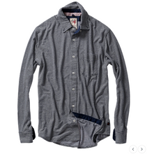 Load image into Gallery viewer, Relwen Shirt Hemp Stripe Buttondown Navy/Wht
