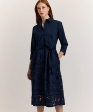 Load image into Gallery viewer, Hinson Wu Robin 3/4 Sleeve Eyelet Embroidery Dress Navy
