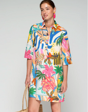 Load image into Gallery viewer, Vilagallo Multicolor Palm Tree Print Short Dress
