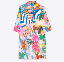 Load image into Gallery viewer, Vilagallo Multicolor Palm Tree Print Short Dress
