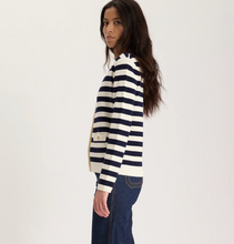 Load image into Gallery viewer, IDLF Vanille Cardigan Navy Ecru Stripe
