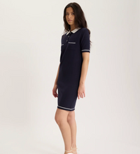 Load image into Gallery viewer, IDLF Clarisse Polo Dress Navy Ecru
