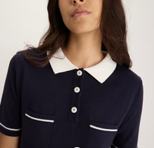 Load image into Gallery viewer, IDLF Clarisse Polo Dress Navy Ecru
