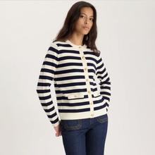 Load image into Gallery viewer, IDLF Vanille Cardigan Navy Ecru Stripe
