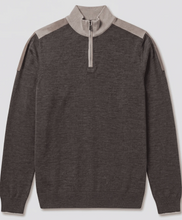 Load image into Gallery viewer, T&amp;V Merino Wool 1/4 Zip Sweater w/Contrast Collar Taupe
