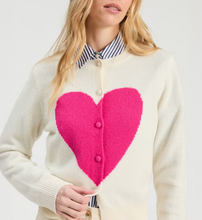 Load image into Gallery viewer, Vilagallo Cardigan Knitwear in Ecru with Pink Heart
