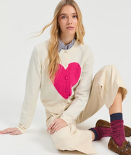 Load image into Gallery viewer, Vilagallo Cardigan Knitwear in Ecru with Pink Heart
