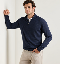 Load image into Gallery viewer, Peter Millar Canton Strip 1/4 Zip Sweater Midnight
