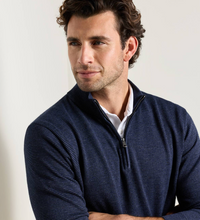 Load image into Gallery viewer, Peter Millar Canton Strip 1/4 Zip Sweater Midnight
