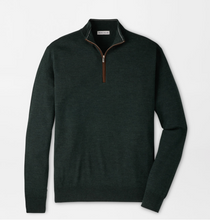 Load image into Gallery viewer, Peter Millar Autumn Crest Suede Trim 1/4 Zip Pine Brook
