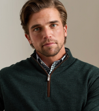 Load image into Gallery viewer, Peter Millar Autumn Crest Suede Trim 1/4 Zip Pine Brook
