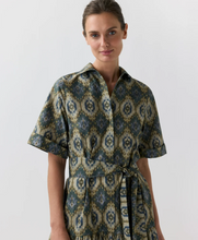 Load image into Gallery viewer, Ann Mashburn Nathalie Dress in Spruce/Tobacco Tapestry Poplin
