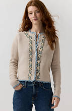 Load image into Gallery viewer, Ann Mashburn Aloise Embroidered Cardigan Oatmeal Multi
