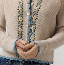 Load image into Gallery viewer, Ann Mashburn Aloise Embroidered Cardigan Oatmeal Multi
