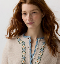 Load image into Gallery viewer, Ann Mashburn Aloise Embroidered Cardigan Oatmeal Multi
