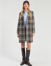 Load image into Gallery viewer, Vilagallo Short Plaid Wool Coat Gray/Camel/Blue
