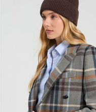 Load image into Gallery viewer, Vilagallo Short Plaid Wool Coat Gray/Camel/Blue
