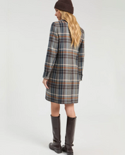 Load image into Gallery viewer, Vilagallo Short Plaid Wool Coat Gray/Camel/Blue
