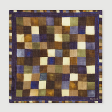 Load image into Gallery viewer, Hartford Bandana Wool Scarf Blue/Brown Check

