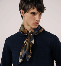 Load image into Gallery viewer, Hartford Bandana Wool Scarf Blue/Brown Check

