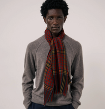 Load image into Gallery viewer, Hartford Tartan Wool Scarf Red/Grey
