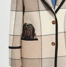 Load image into Gallery viewer, Vilagallo Beige and White Plaid Coat w/Dachshund
