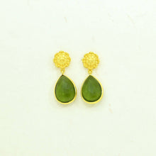 Load image into Gallery viewer, S Berlin Sunflower Earring Gold - Green Tourmaline
