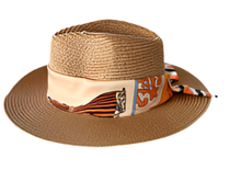 Load image into Gallery viewer, Stacy Bradley Design - Hat / Light Blue Orange Horse
