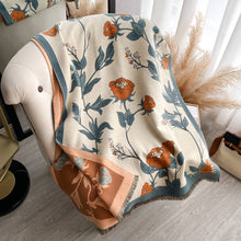 Load image into Gallery viewer, Winding River - Turq / Brown Wild Rose Reversible Wrap
