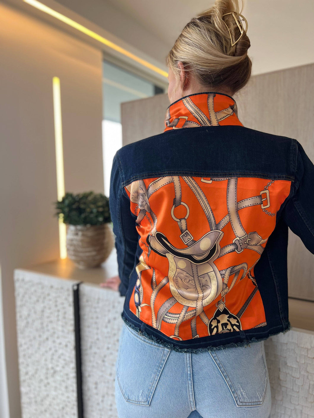 Stacy Bradley Dark Denim Jacket / Orange Equestrian