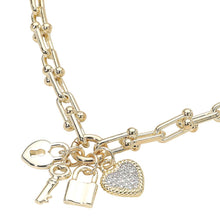 Load image into Gallery viewer, Sensi - 14K Gold Plated Industrial Link Necklace with Charms
