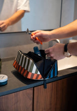 Load image into Gallery viewer, Caroline Gardner - Stripe Diagonal Zip Large Washbag
