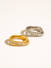 Load image into Gallery viewer, Flânerie - Rue 18K Gold Non-Tarnish CZ Crossover Ring
