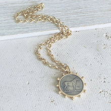 Load image into Gallery viewer, VB&amp;C Matte Gold Horse Coin Necklace
