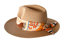 Load image into Gallery viewer, Stacy Bradley Design - Hat / Light Blue Orange Horse
