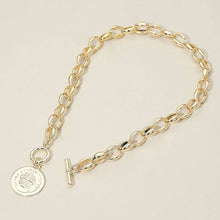Load image into Gallery viewer, Sensi - 14K Gold Plated Coin Charm Chunky Toggle Necklace
