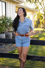 Load image into Gallery viewer, Ginger Blue - Classic Wide Braided Leather Belt in Cognac
