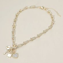 Load image into Gallery viewer, Sensi - 14K Gold Plated Industrial Link Necklace with Charms
