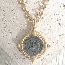 Load image into Gallery viewer, VB&amp;C French Matte Gold Coin Bee Necklace
