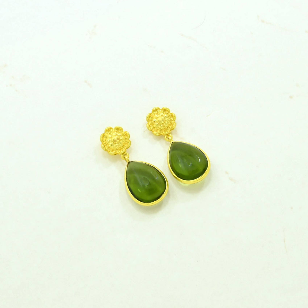 S Berlin Sunflower Earring Gold - Green Tourmaline