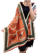 Load image into Gallery viewer, Winding River - Equestrian Orange Reversible Wrap – Gallop Collection
