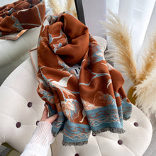 Load image into Gallery viewer, Winding River - Brown / Turq Beautiful Bloom Reversible Wrap
