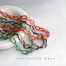 Load image into Gallery viewer, The Silver Wren - Colorful Enamel Chunky Gold Chain
