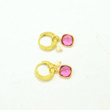 Load image into Gallery viewer, S Berlin Elpis Huggie Hoop Earring - Pink Tourmaline &amp; Pearl
