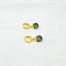 Load image into Gallery viewer, S Berlin Annis Huggie Hoop Earring - Green Moss Agate
