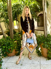 Load image into Gallery viewer, Stacy Bradley Black Denim Jacket / Blue and Black Horse
