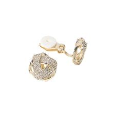 Load image into Gallery viewer, Sensi - 14K Gold Plated CZ Stone Paved Knot Stud Clip On Earrings
