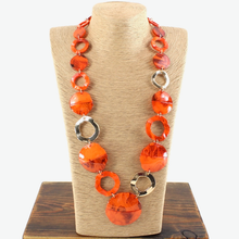 Load image into Gallery viewer, Pretty P Bold Gold Accent Polyresin Disc Chain Link Necklace
